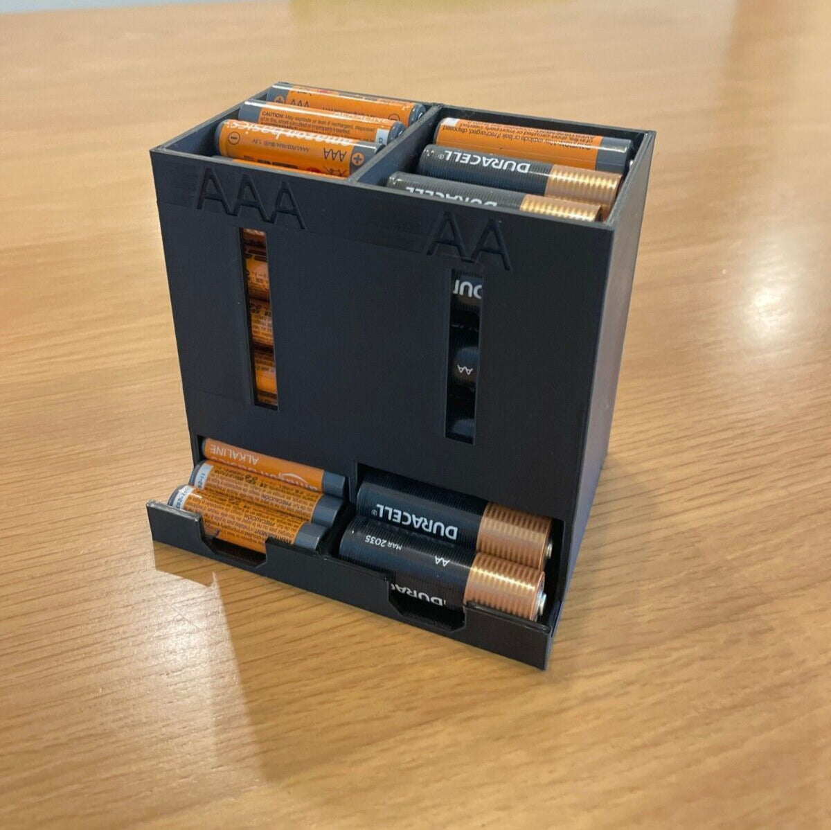 Dual Battery Dispenser AAA and AA Desktop Holder Organiser Storage Box