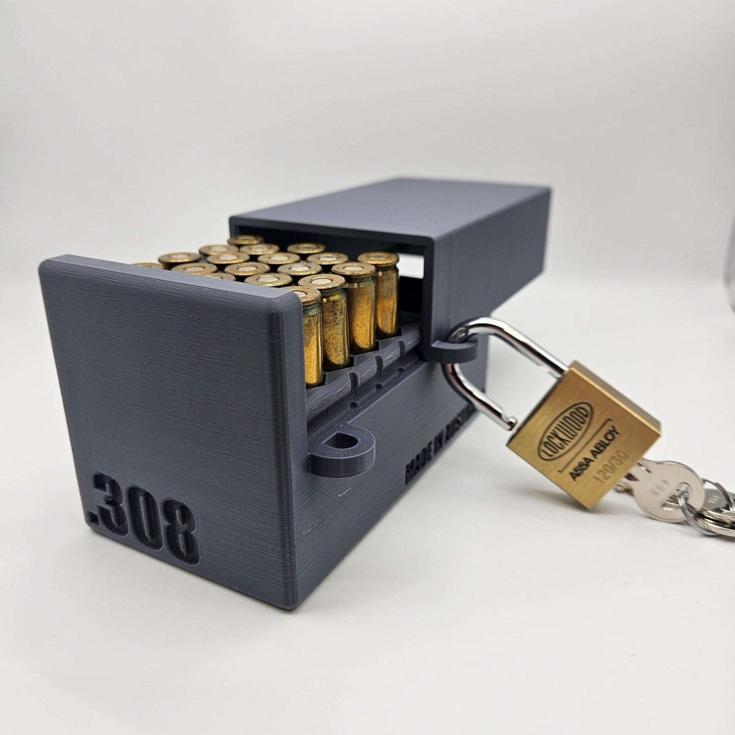 .308 Lockable Ammo Box Ammunition Dispenser Lock Case 40 Round Rifle Storage