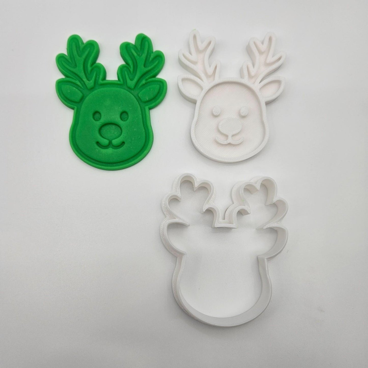 Rudolph Reindeer Santa Red Christmas Cookie Cutter Biscuit Set Embosser Stamp