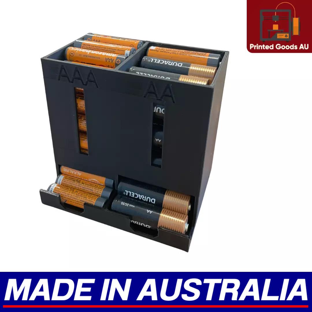 Dual Battery Dispenser AAA and AA Desktop Holder Organiser Storage Box