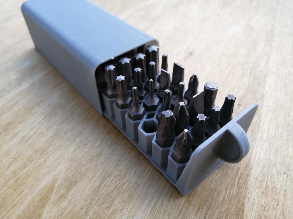 Drill Bit Organiser Storage Box Hex Case fits 36 1/4" bits Sliding Holder