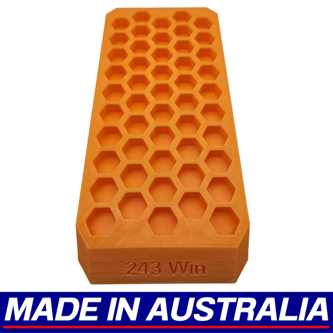 .243 Win Reloading Block Ammo Stand Ammunition Loading Tray - 50 Round Capacity