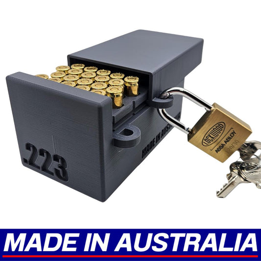 .223 Lockable Ammo Box Ammunition Dispenser Lock Case 50 Round Rifle Storage
