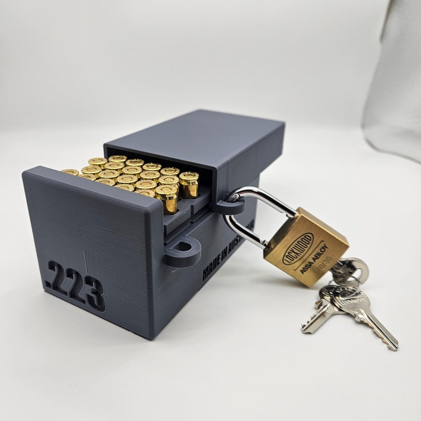 .223 Lockable Ammo Box Ammunition Dispenser Lock Case 50 Round Rifle Storage