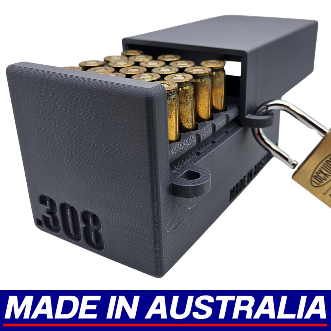 .308 Lockable Ammo Box Ammunition Dispenser Lock Case 40 Round Rifle Storage