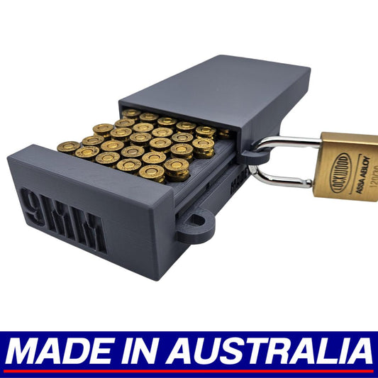 9mm Lockable Ammo Box Ammunition Dispenser Case Lock 50 Round Pistol Storage