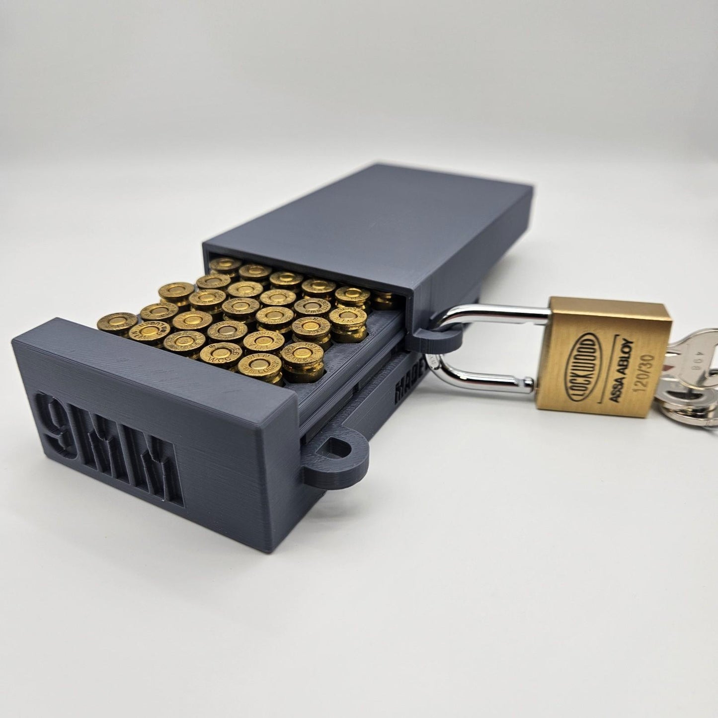 9mm Lockable Ammo Box Ammunition Dispenser Case Lock 50 Round Pistol Storage