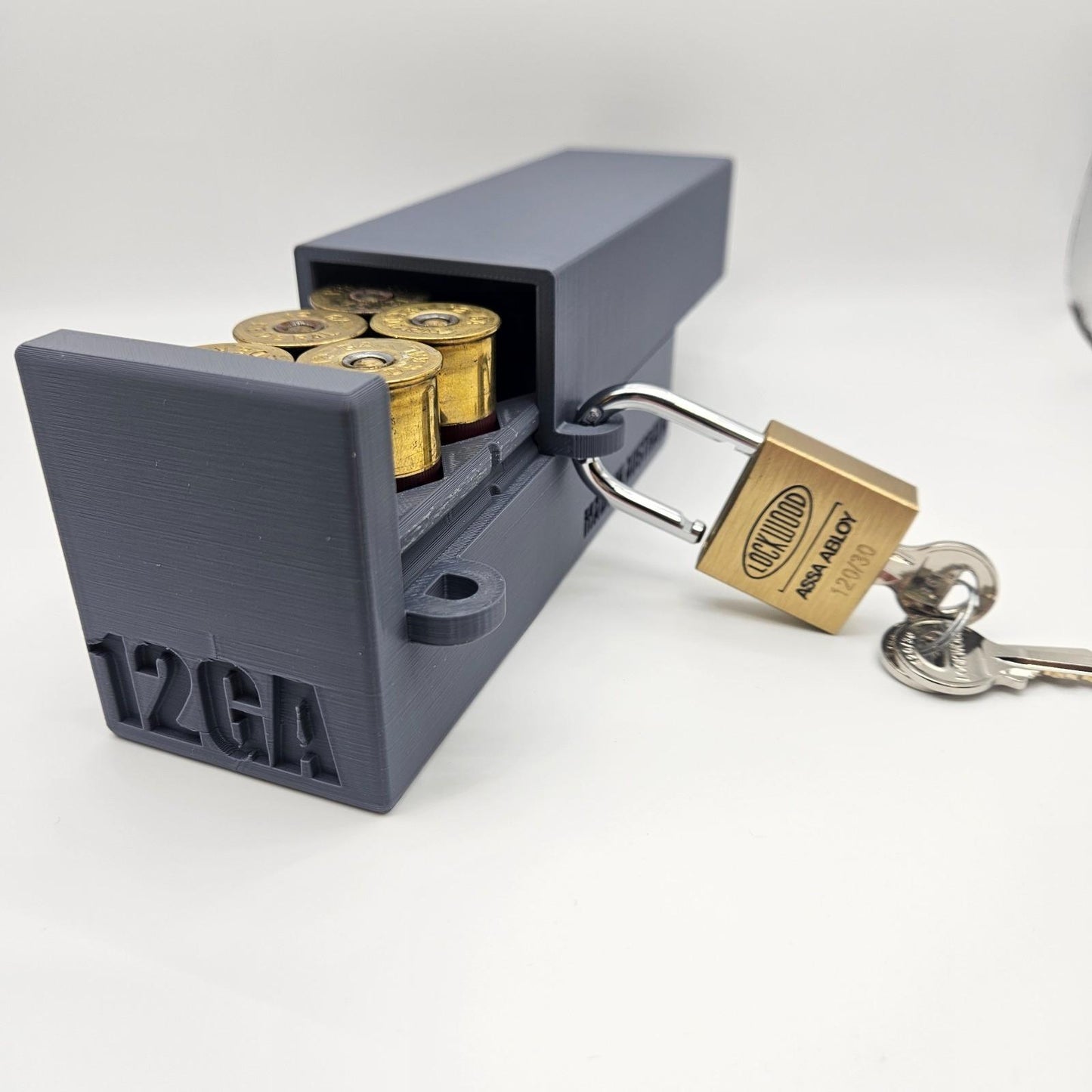 12GA Gauge Lockable Ammo Box Ammunition Dispenser Lock Case 12 Round Shotgun