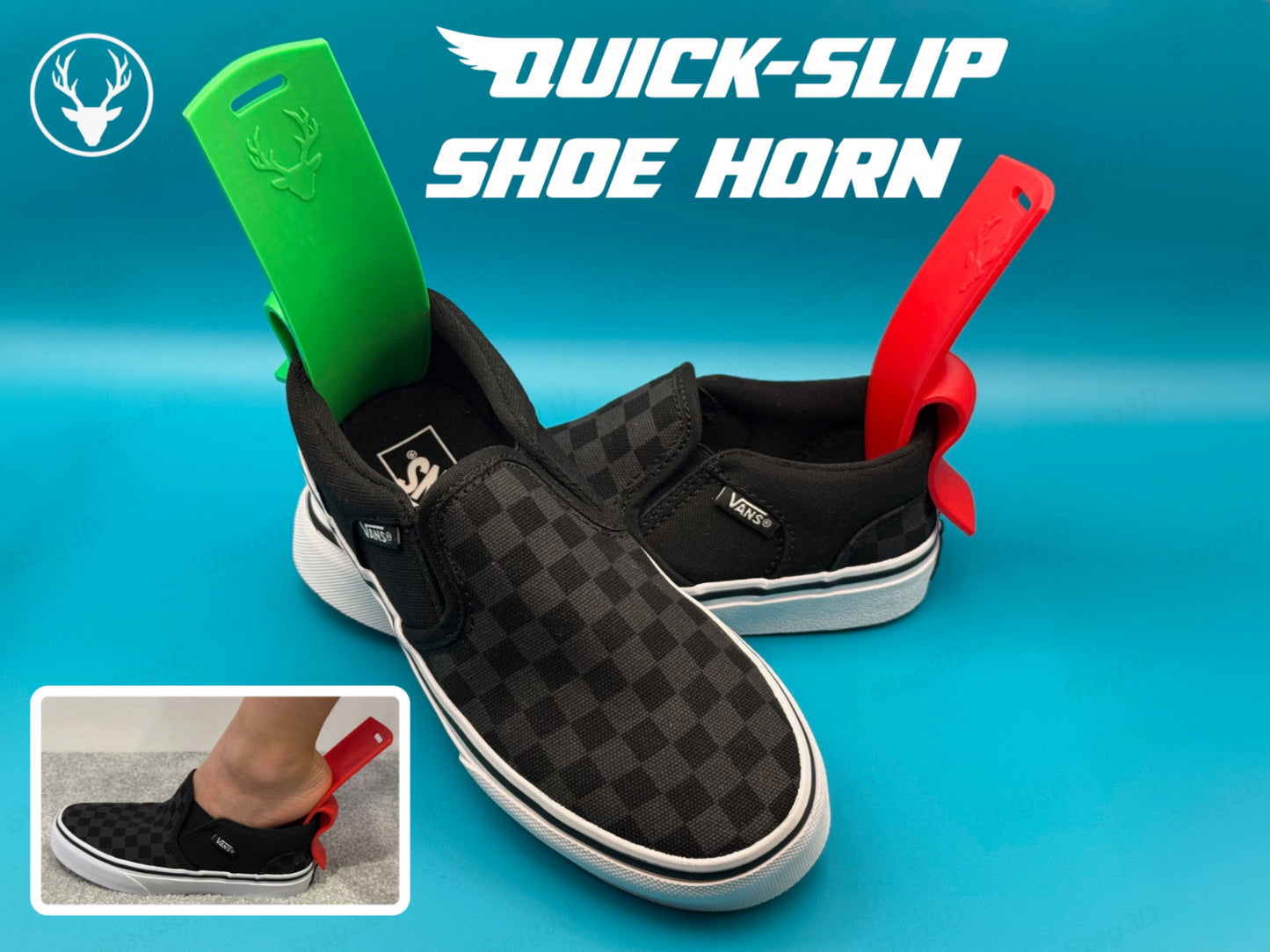 2x Quick-Slip Shoe Horn Ergonomic Fast Portable Helper Sneaker Boots Compact Aid