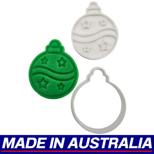 Bauble Decoration Christmas Tree Cookie Cutter Biscuit Set Embosser Stamp