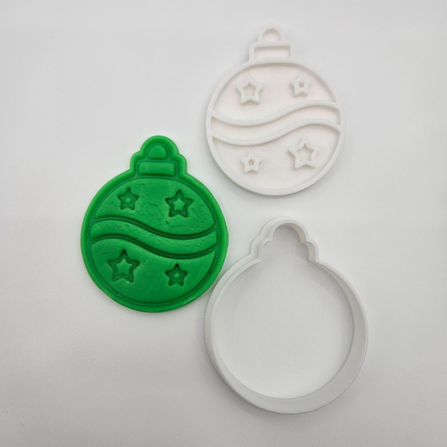 Bauble Decoration Christmas Tree Cookie Cutter Biscuit Set Embosser Stamp