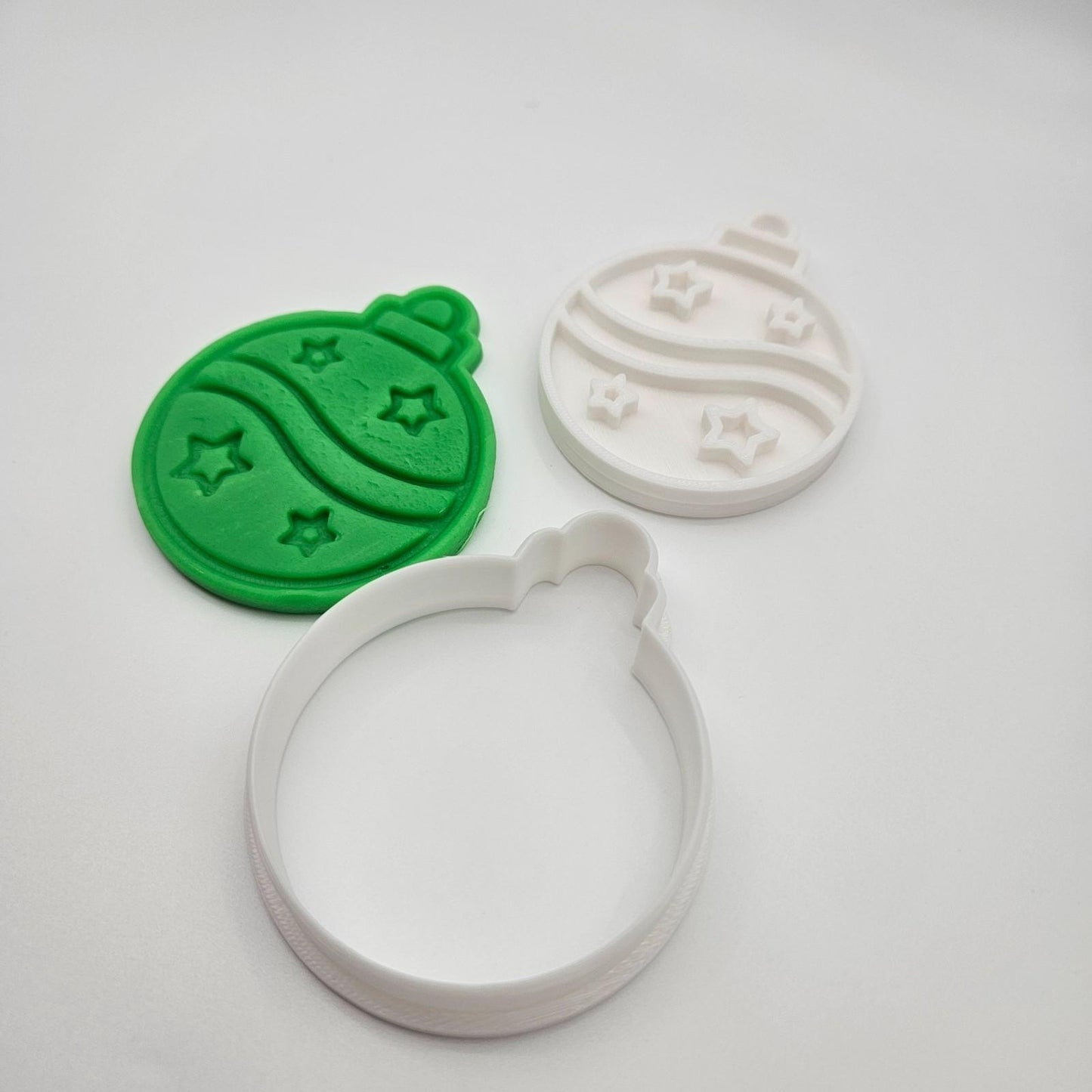 Bauble Decoration Christmas Tree Cookie Cutter Biscuit Set Embosser Stamp