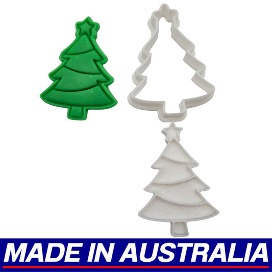 Christmas Tree Star Cookie Cutter Biscuit Set Embosser Stamp Fondant Maker