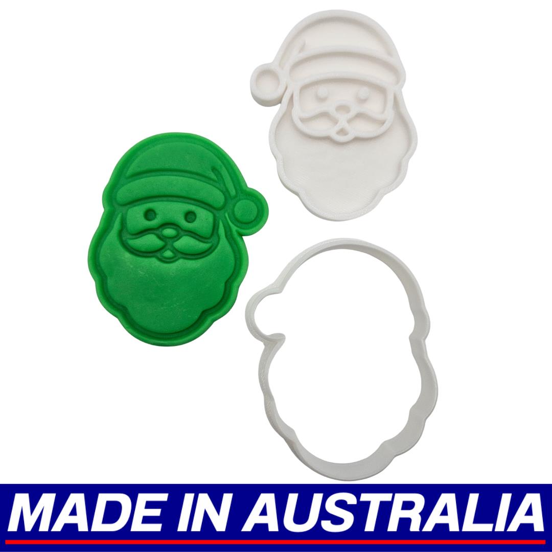 Santa Head Hat Christmas Cookie Cutter Biscuit Set Embosser Stamp Fondant Maker