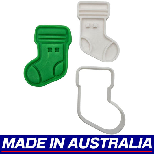 Stocking Gift Sock Christmas Cookie Cutter Biscuit Set Embosser Stamp Fondant