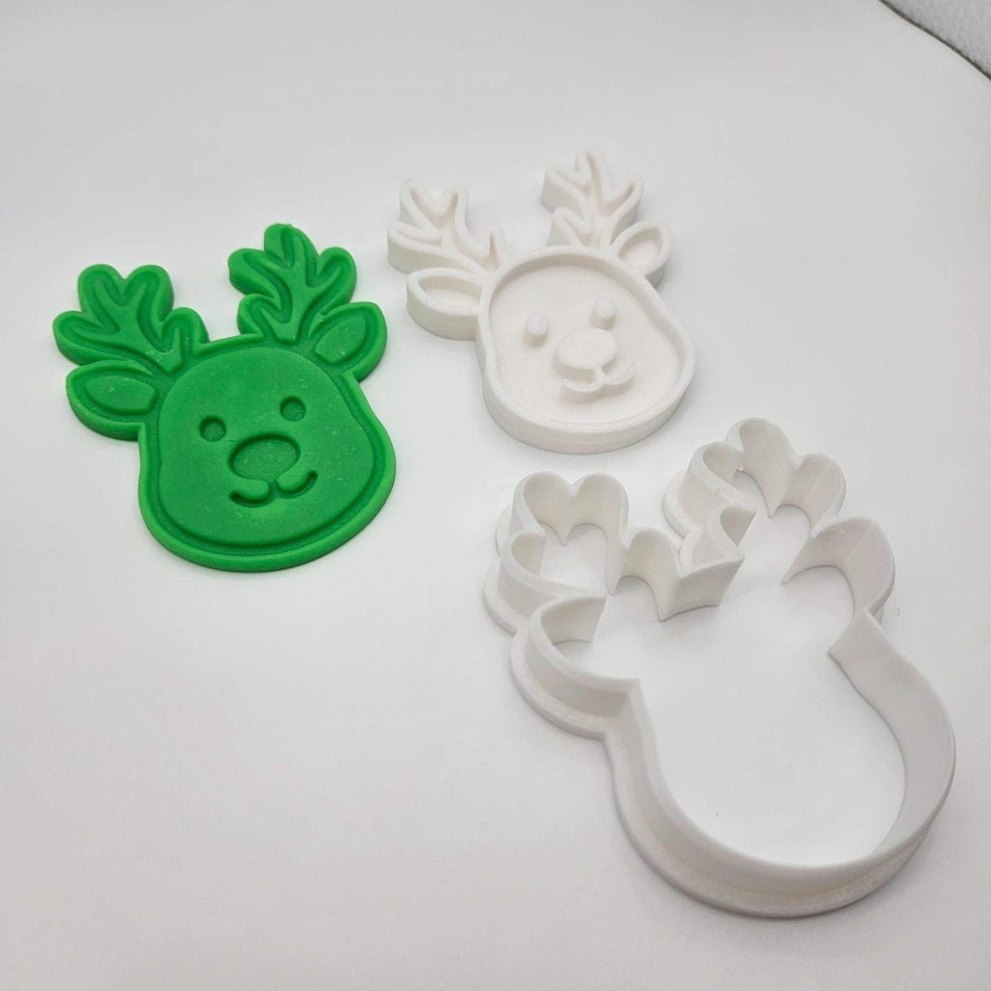 Rudolph Reindeer Santa Red Christmas Cookie Cutter Biscuit Set Embosser Stamp