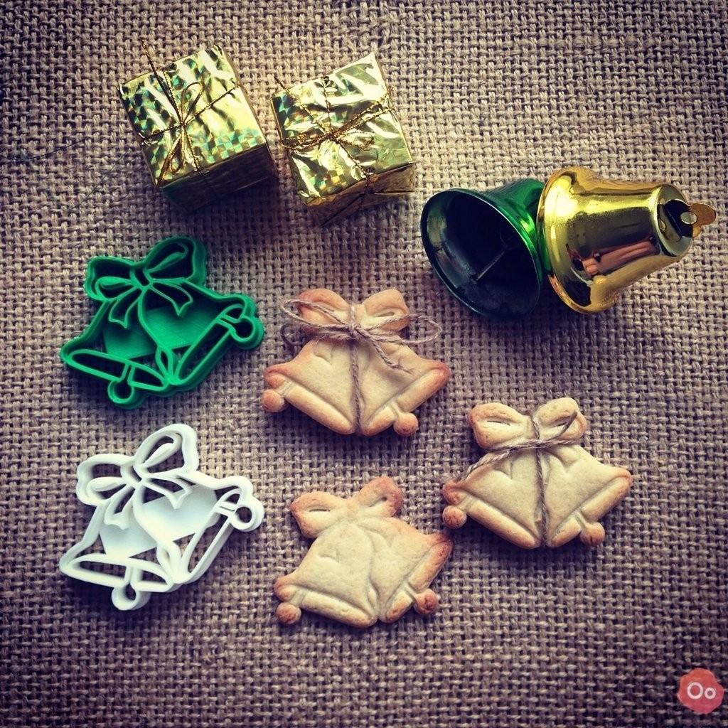 Bell Christmas Cookie Cutter Biscuit Set Embosser Stamp Fondant Maker