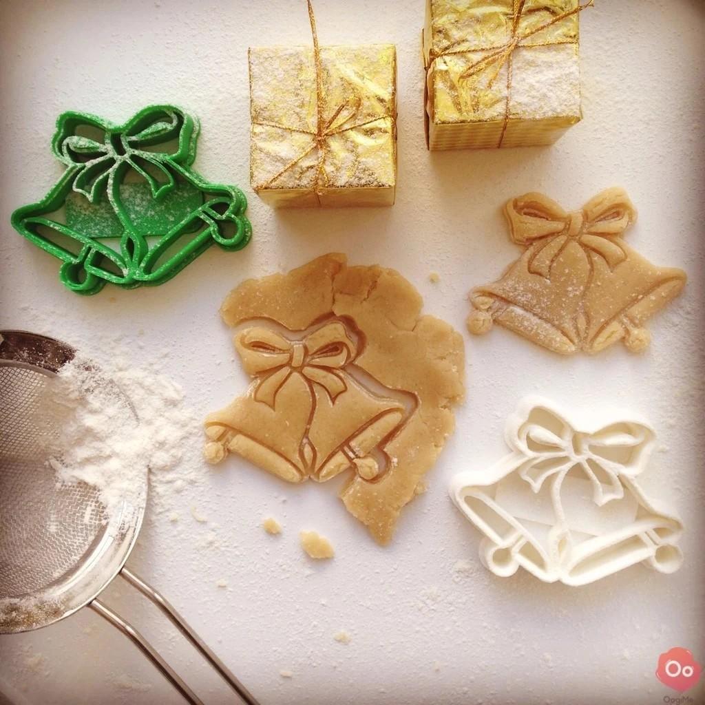 Bell Christmas Cookie Cutter Biscuit Set Embosser Stamp Fondant Maker