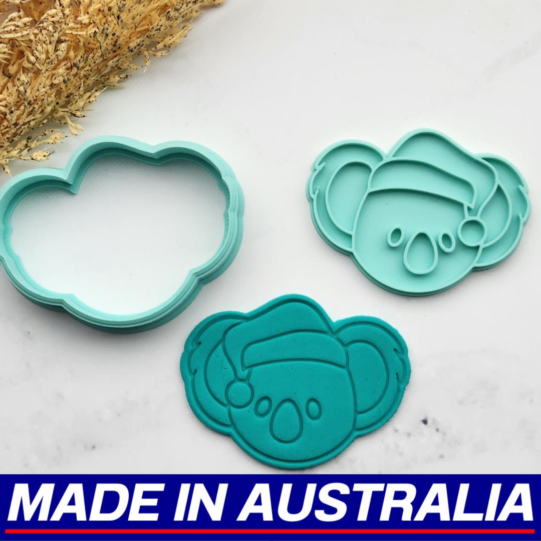 Koala Hat Christmas Cookie Cutter Biscuit Set Embosser Stamp Fondant Maker
