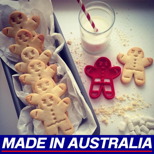 Gingerbread Man Christmas Cookie Cutter Biscuit Set Embosser Stamp Fondant Maker