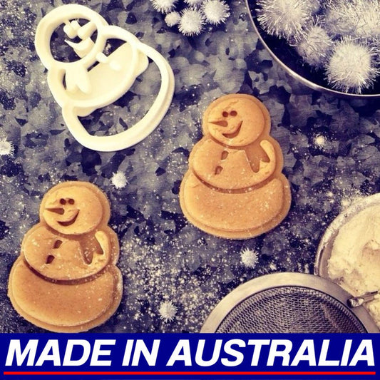 Snowman Snow Man Christmas Cookie Cutter Biscuit Set Embosser Stamp Fondant