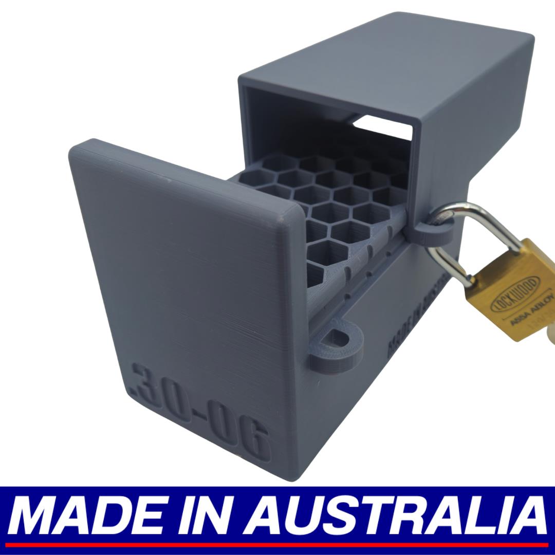 .30-06 Lockable Ammo Box Ammunition Dispenser Lock Case 40 Round Rifle Storage