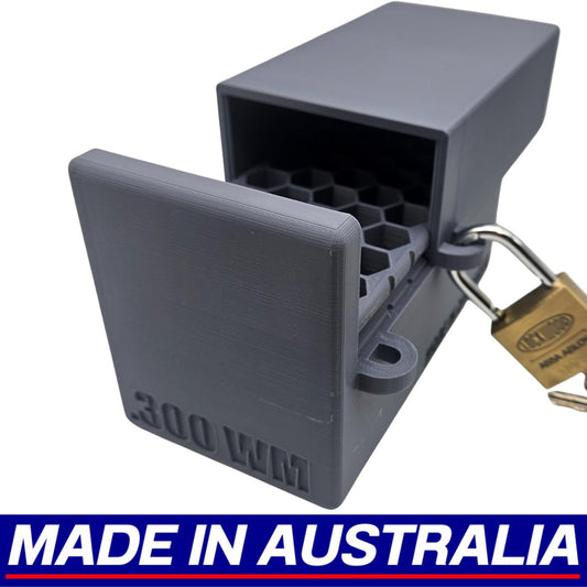 .300 WM Winchester Magnum Lockable Ammo Box Ammunition Dispenser Lock Case 40x