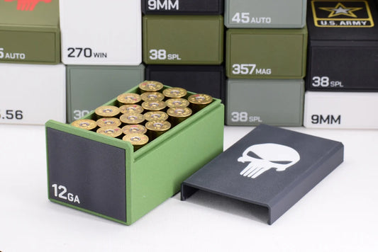 12GA Gauge Ammo Storage Box Case - 12 Round Ammunition Cartridge Shotgun Range