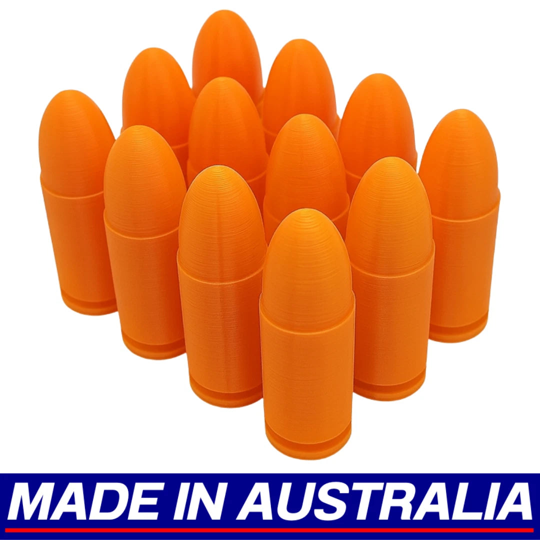 9mm Snap Caps - Dummy Rounds 12x Pack Pistol Training Ammo Centrefire Bullets