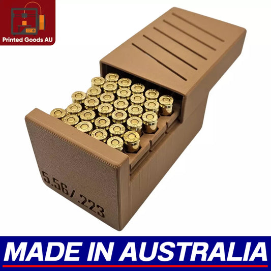 .223 Ammo Box Dispenser Case - 50 Round Rifle Ammunition Storage Loader Range
