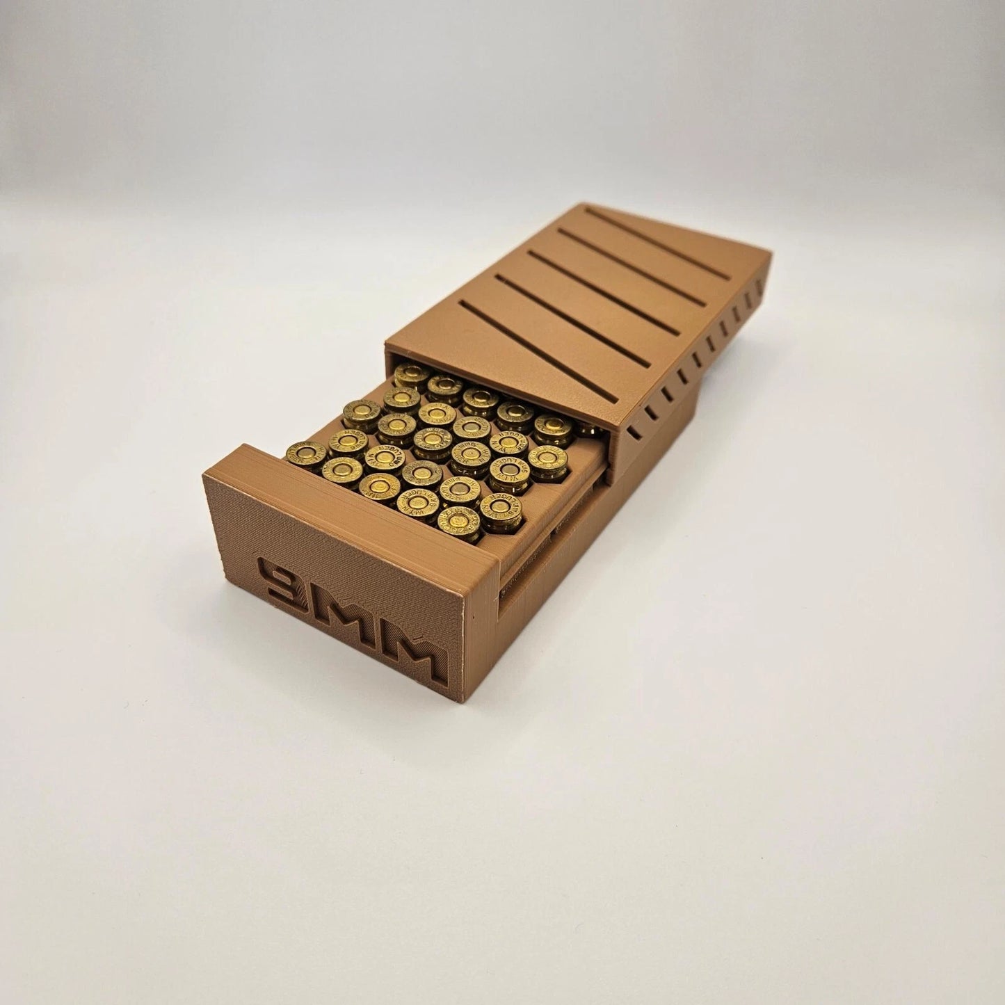 9mm Ammo Box Dispenser Case - 50 Round Pistol Ammunition Storage Loader Range